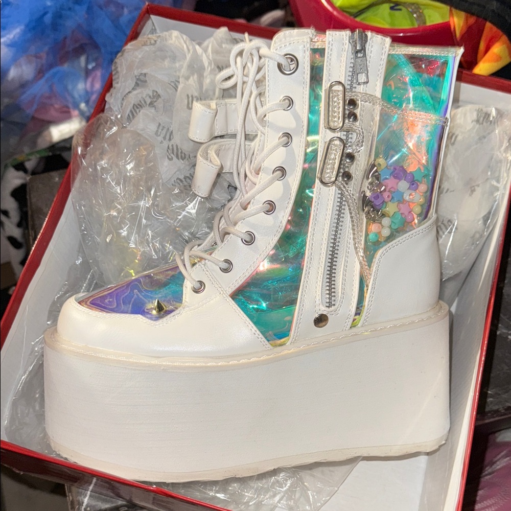 Demonia Holographic Platform Boots
